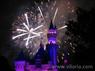 Fireworks behind the Disney castle